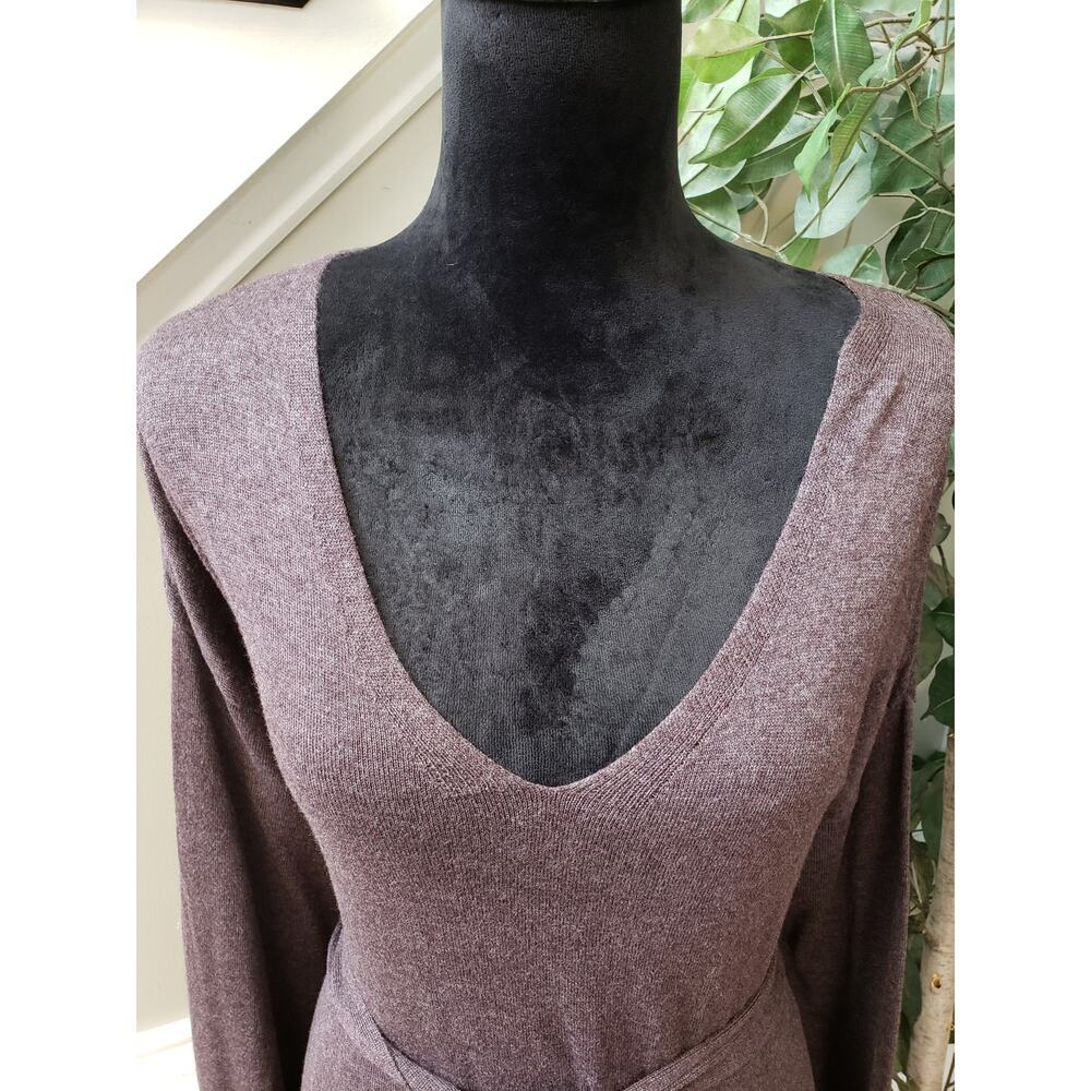Terra & Sky Maxi Dress Womens 2X Brown Deep Neck Tie Waist Raglan Sleeve & Hem - Picture 9 of 14